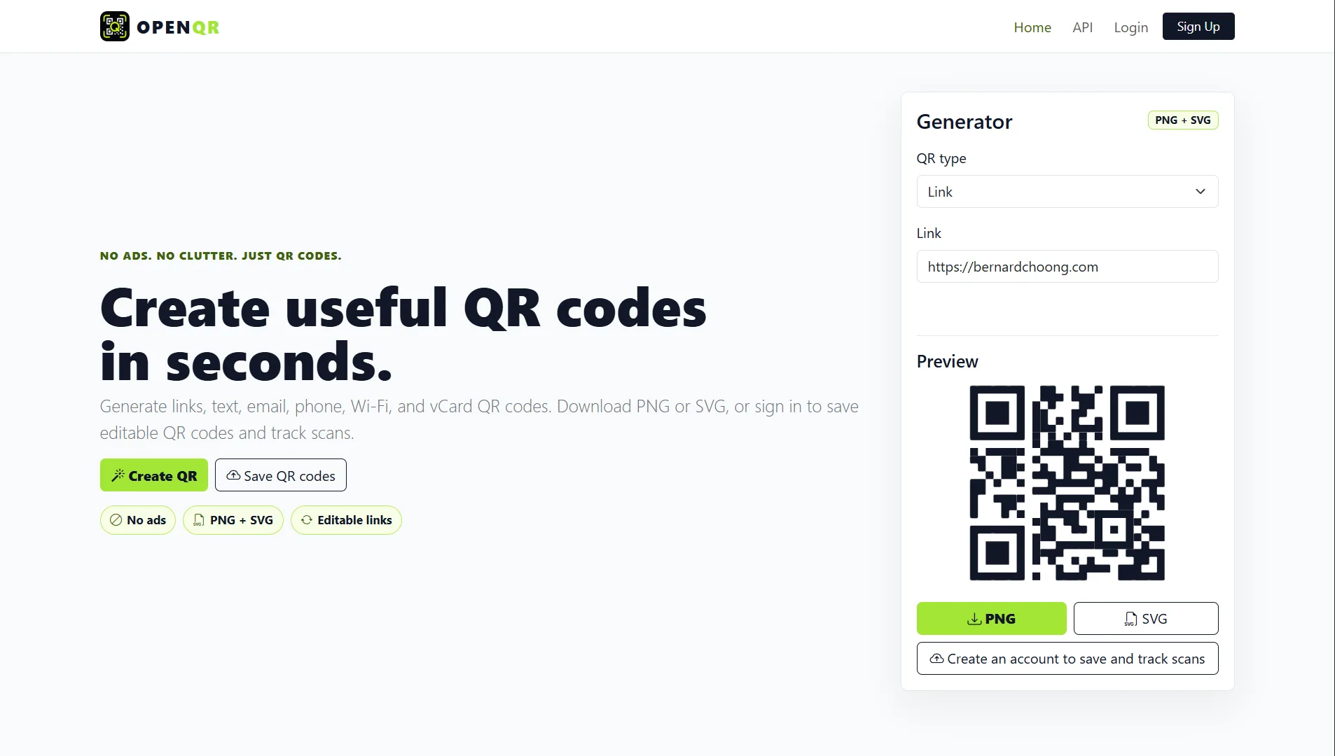 OpenQR website preview
